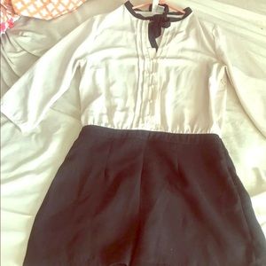 Black and white color blocked romper